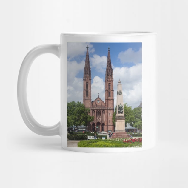 Luisenplatz with Waterloo Obelisk and St. Bonifatius Church, Wiesbaden by Kruegerfoto